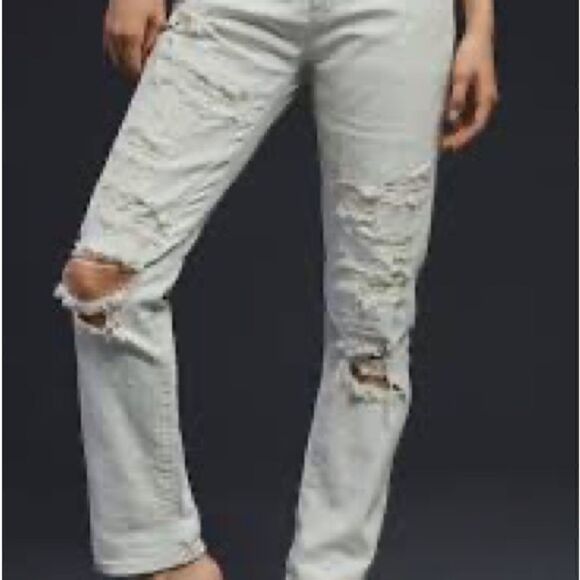 Anthropologie Pilcro Mid-Rise Slim Boyfriend Jeans Distressed Sz 26 - Picture 3 of 12